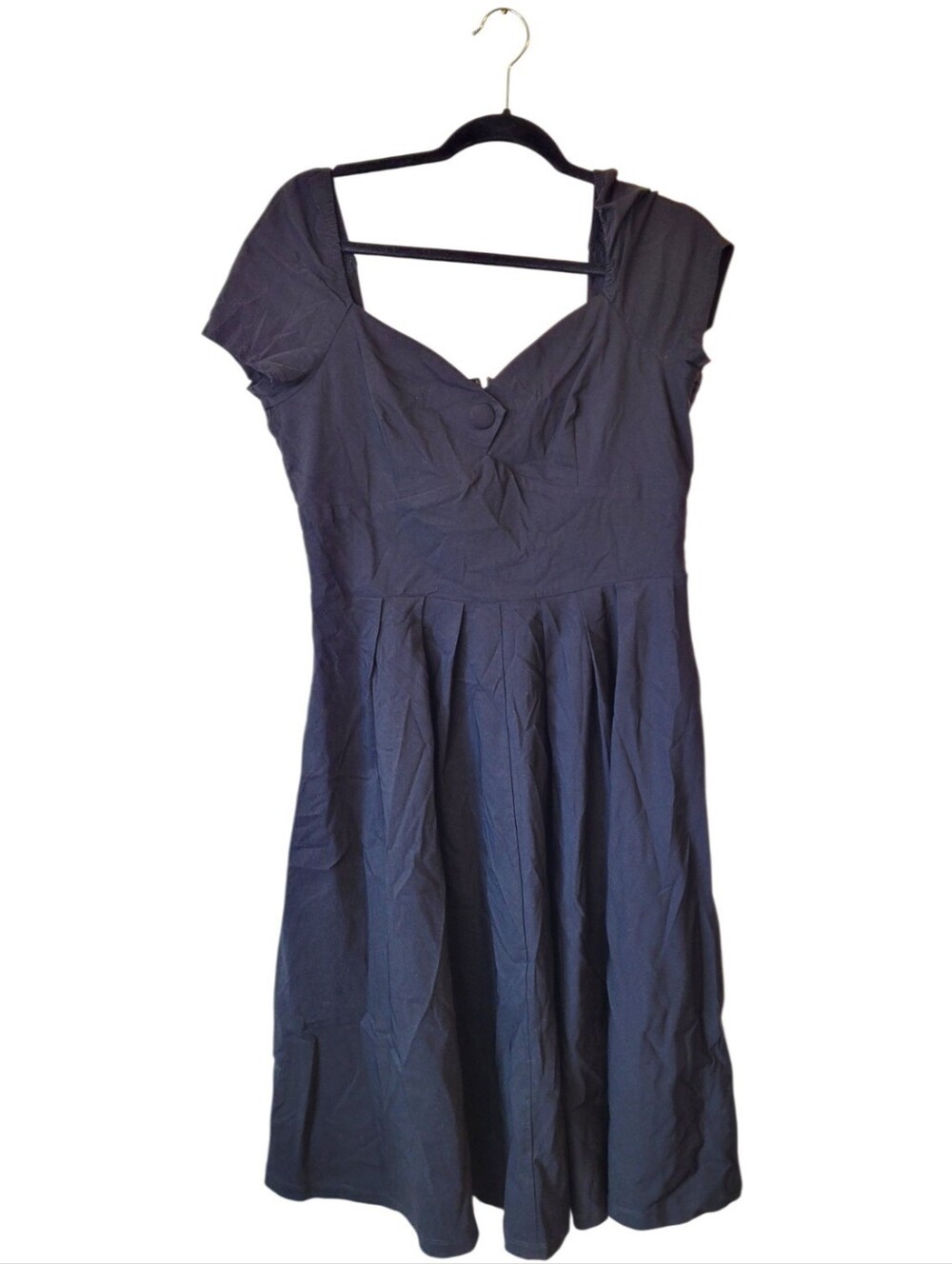 Unique Vintage Classic Black Fit-and-Flare Women's Dress Size 14/XL